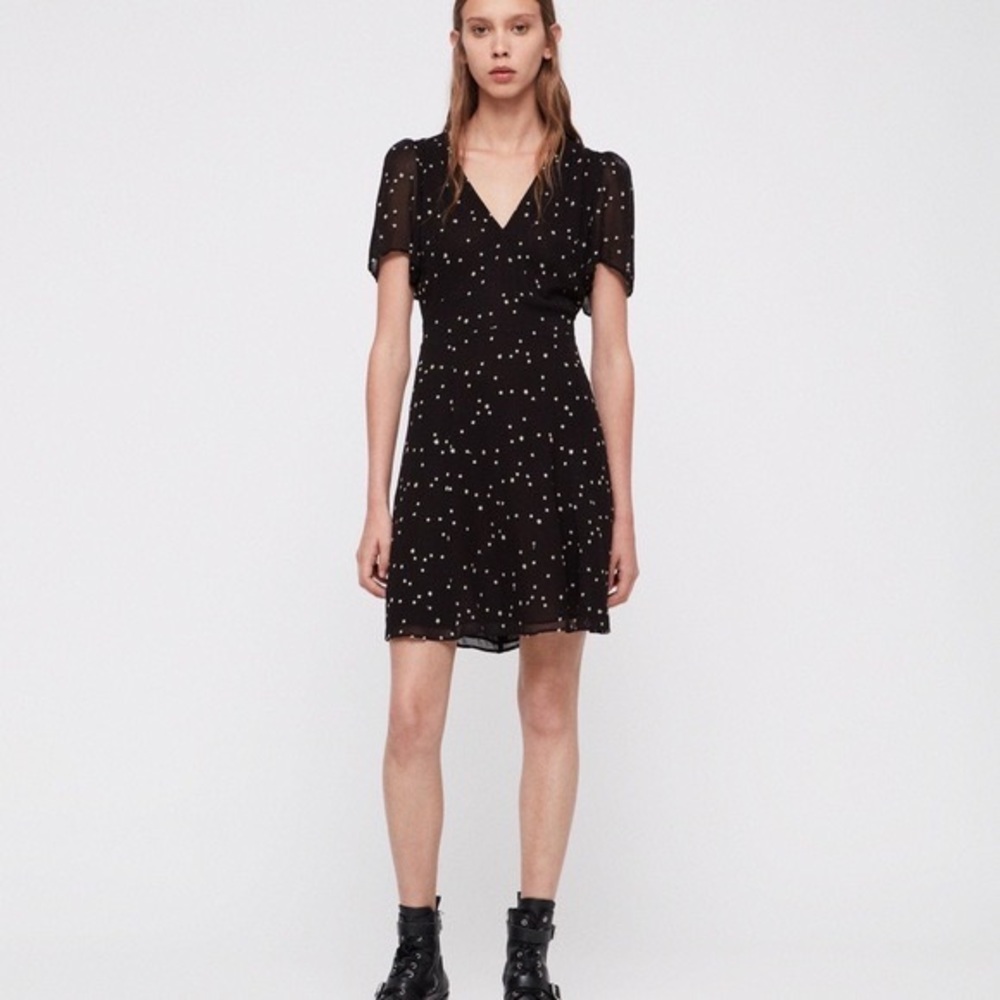 All Saints Lucia Star Dress in Black. Size 4. In excellent condition.